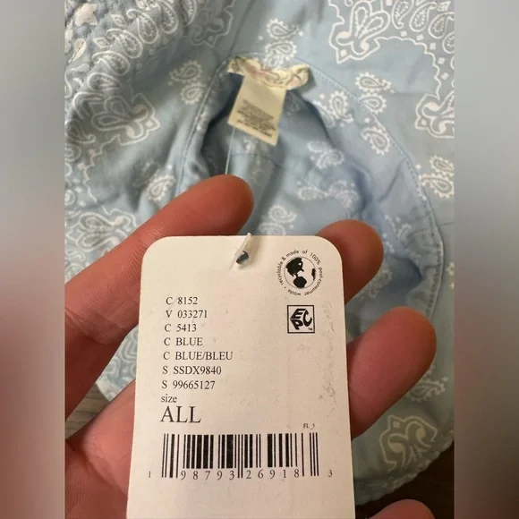 NWT Free People Bandana Bucket Hat - blue - one size - Picture 11 of 11